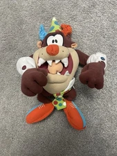 Vintage Looney Tunes TAZ Tasmanian Devil Birthday Clown Plush