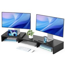 Dual Monitor Stand Riser 74-104cm Adjustable Length & Angle - Ergonomic Desktop