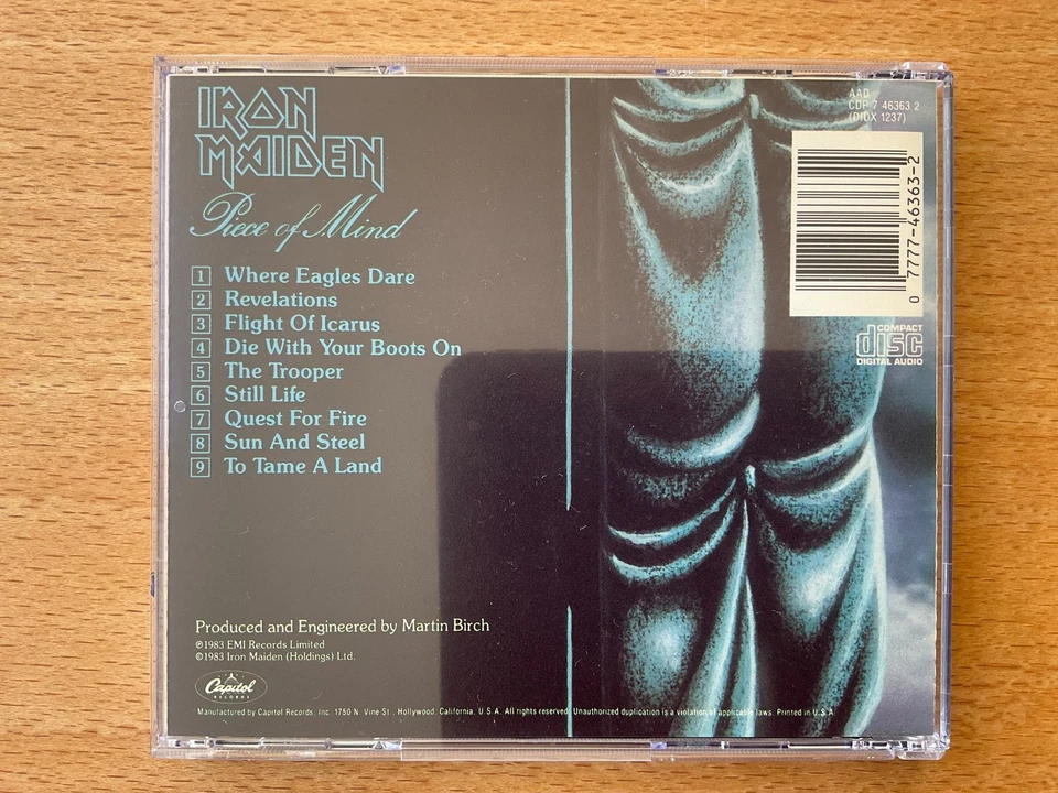 CD Iron Maiden - Piece of mind 1st press 1987, Capitol Made in U.S.A. sgut vgood - Bild 2 von 4