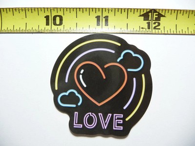 CLOUDS LOVE HEART COLORS SMALL STICKER DECAL NEON STYLE BRIGHT VINYL