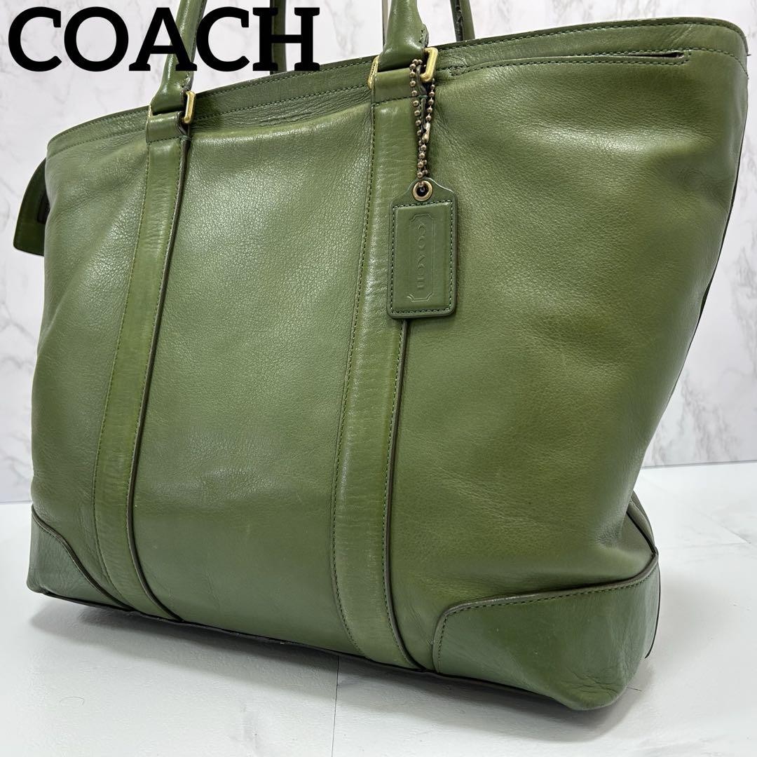 COACH Legacy genuine green leather tote shoulder bag rare #QOFVFF