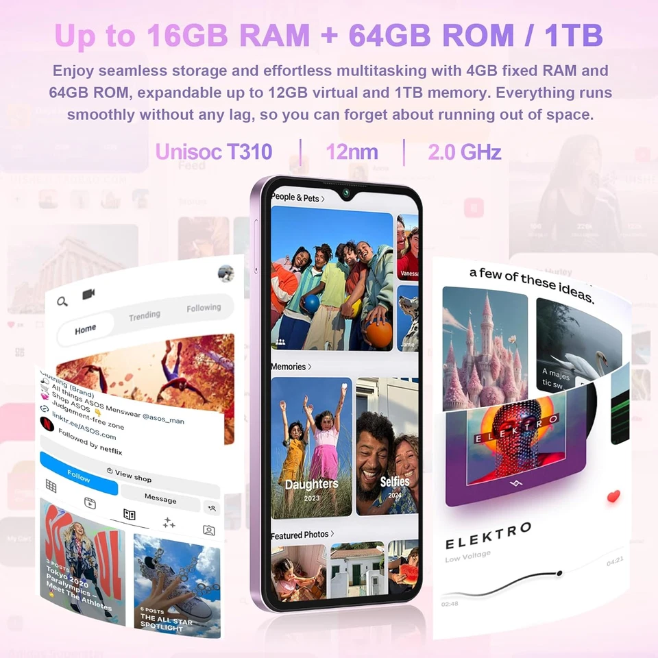 C3 Smartphone, 16GB+64GB/ 1TB Telefono Cellulare, 6.52" HD+ Cellulari E Smartpho - Immagine 2 di 4