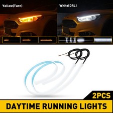 2X 60cm Flexible Slim LED DRL Strip Light Amber Turn Signal Headlight Waterproof
