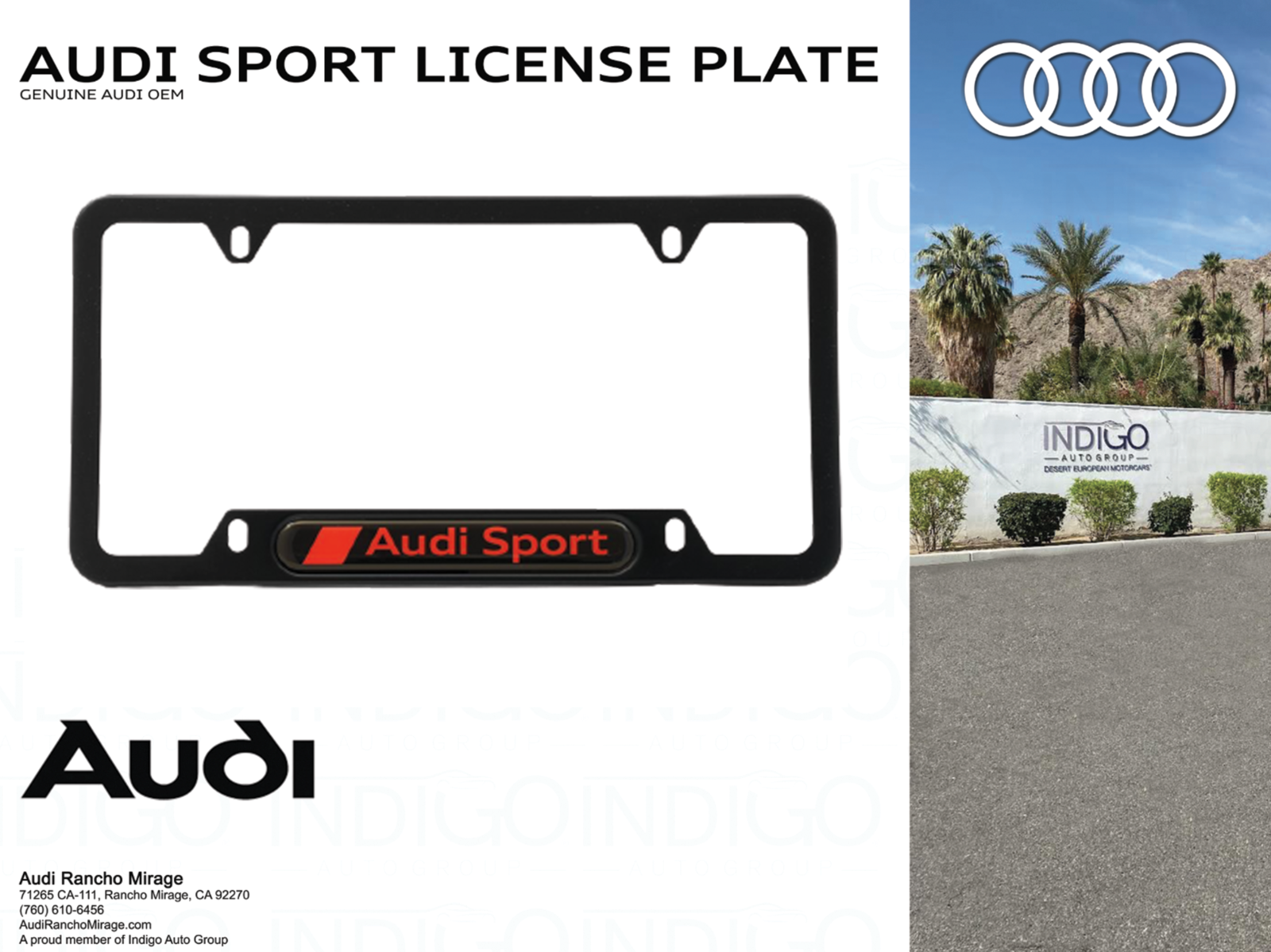 Audi Sport License Plate Frame (black Powdercoat) 8K0071801DX9
