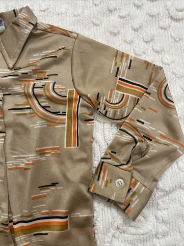 VTG Emi Fors Nylon Button Up Long Sleeve Top, Boys 4T 70’s Retro - Picture 2 of 10