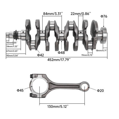 Engine Crankshaft&Bearing +Connecting Rod Kit For Hyundai Sonata Kia Optima 1.6L - Picture 4 of 11