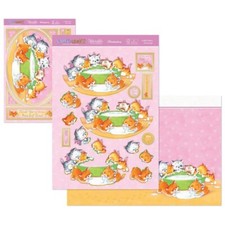 Hunkydory Kuschelkätzchen Katze Deko große Decoupage Karte & Einlage Set ed
