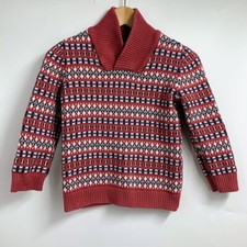 Tea Girls Shawl Collar Rosey Mauve Blue Pattern Tunic Sweater Size 8-10