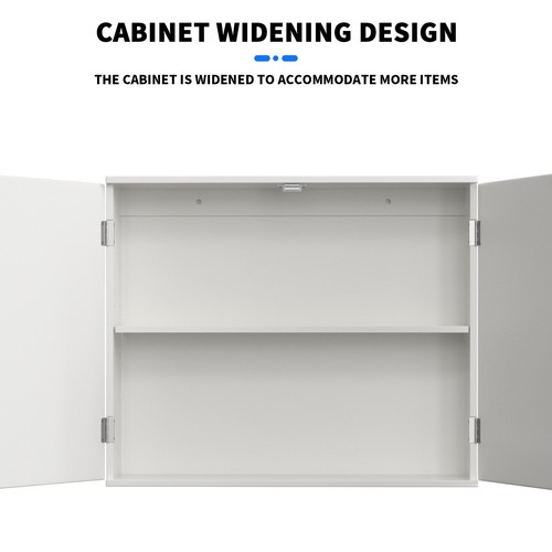 White Bathroom Wall Cabinet Storage 2 Door Cupboard MDF Shelves Vanity Unit - Picture 13 of 15