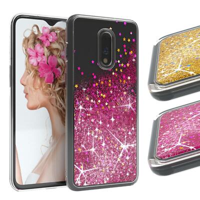 EAZY CASE OnePlus 7 Glitzer Hülle Flüssig Silikon Handyhülle Tasche Cover Etui