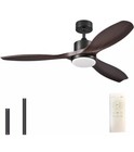 56 Inch Ceiling Fan with Light and Remote Control,3 Plastic Walnut Blades,Dc Qui