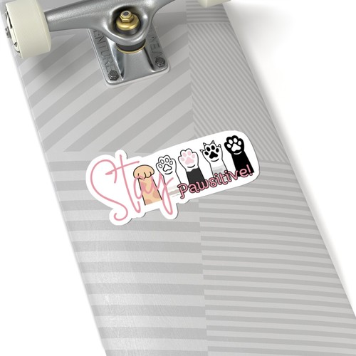 Stay Pawsitive Sticker - Cute Animal Paw Print Decals, Cat Lover Gift, Animal - Picture 3 of 13