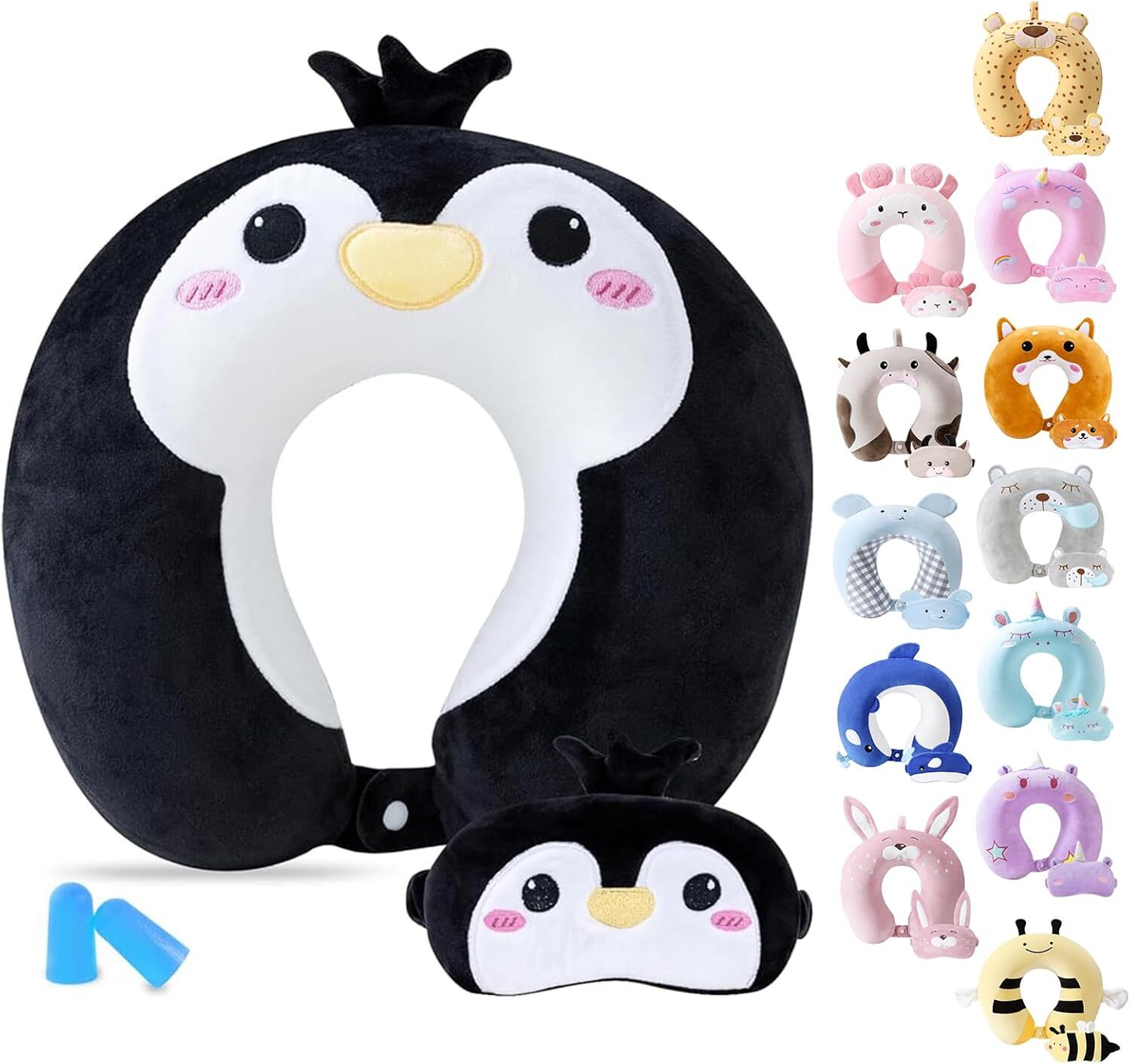 Cute Memory Foam Travel Neck Pillow for Kids and Adults Airplane Comfort-image