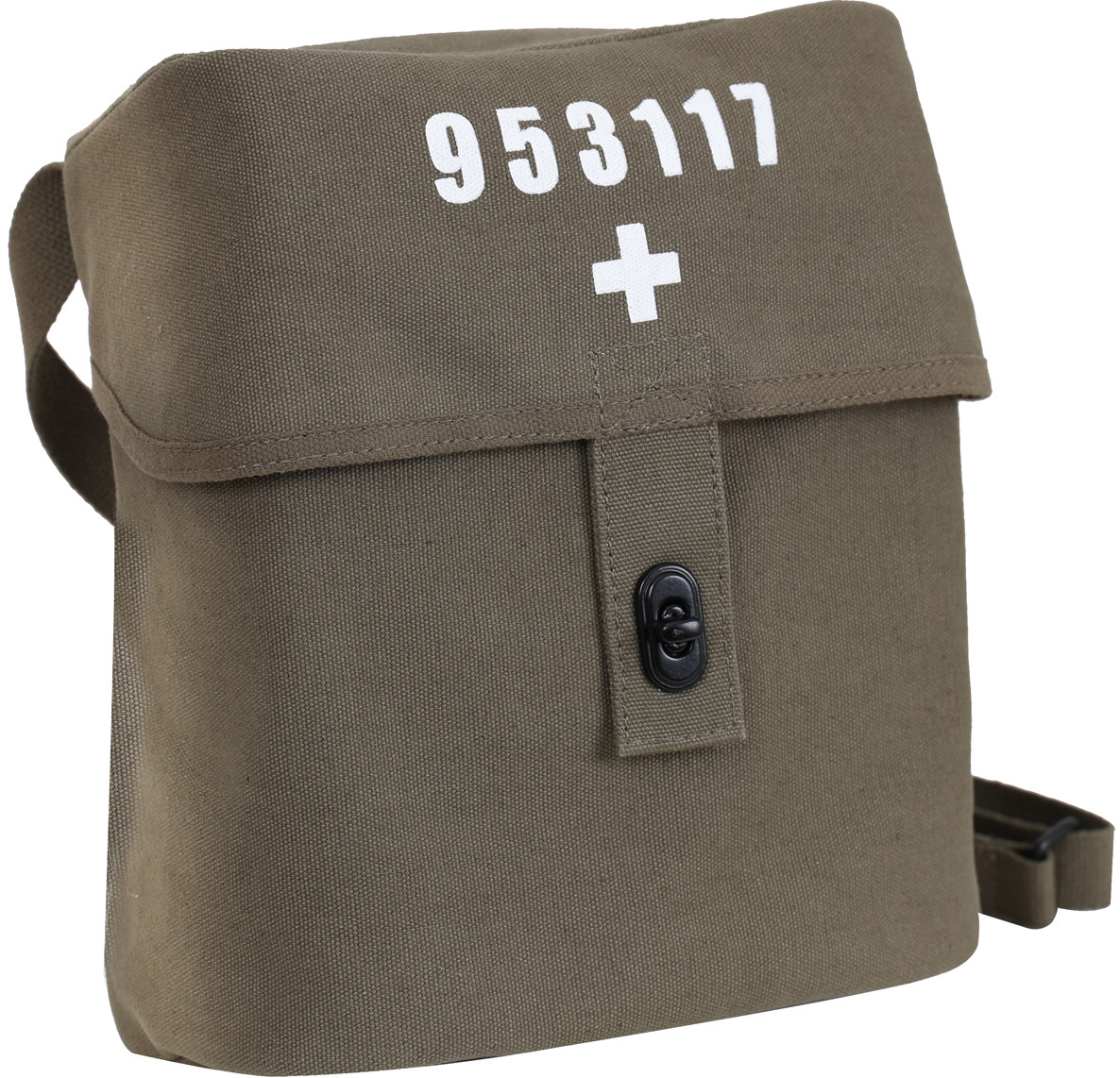Olive Drab Swiss Military Canvas Shoulder Bag White Cross Large