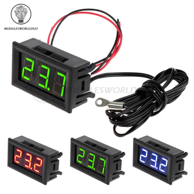 DC 4-28V 5V 12V 0.28 Inch 0.28 Inch LED Display Dual Red Blue Green Digital Temperature Sensor Thermometer With Ntc Probe Cable Blue