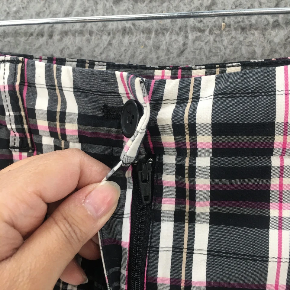 Ann Klein Sport Casual Shorts Womens 6 Multicolor Plaid Cotton Blend Zip Fly - Image 3 of 4