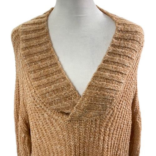 ANTHROPOLOGIE Women Ribbed V Neck Pullover Sweater Sz S Honey Knit Stylish 82-14 - Picture 4 of 16