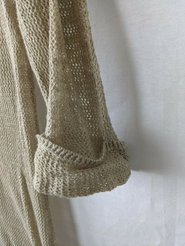 C & C CALIFORNIA BEIGE CROTCHET KNIT Blouse Top Shirt Swimsuit Cover Up SZ XS - Picture 4 of 5