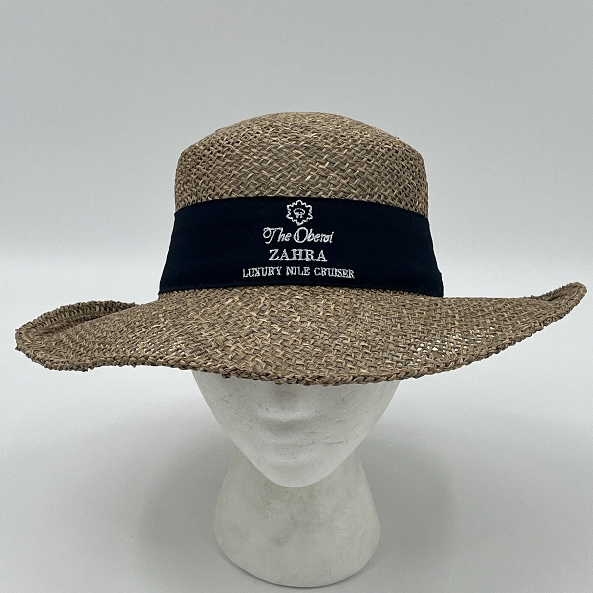Zahra Luxury Nile Cruiser Oberoi Hat Womens Medium Woven Paper Sun Cap EUC