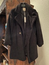 C&v Chelsea & Violet Oversized Teddy Coat In Black Size: Med #v4178fwm Nwt