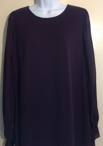 ⭐️⭐CALVIN KLEIN - PURPLE EGGPLANT TIE WRIST CHIFFON DRESS - NWT - MSRP $119 - Picture 3 of 8