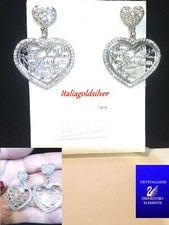 Orecchini Cuore Argento Donna Cristalli SWAROVSKI ELEMENTS ORIGINALI Ragazza New