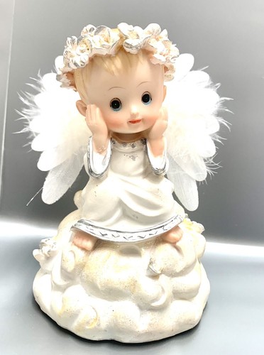 Estatuillas Baby Angels pintadas a mano de cerámica de 5" y 3" - Imagen 3 de 7