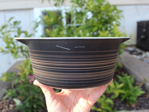Cazuela y tapa Pyrex Terra negro marrón círculos # 474 1-1/2 cuartos de galón 24-C MCM - Imagen 7 de 10