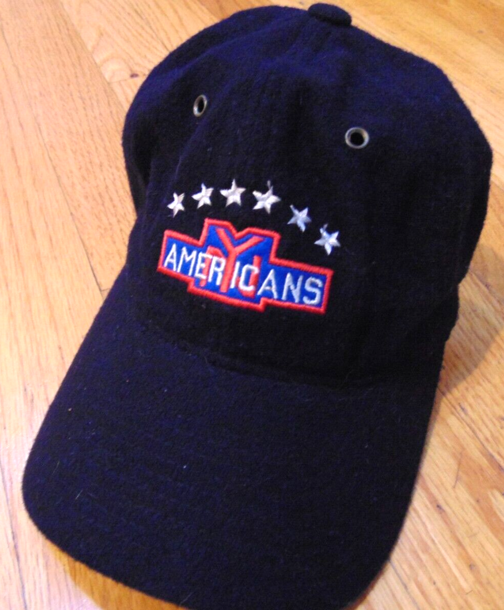 NEW CCM VINTAGE NEW YORK AMERICANS BLACK SLOUCH STRETCH FITTED HAT ONE SIZE