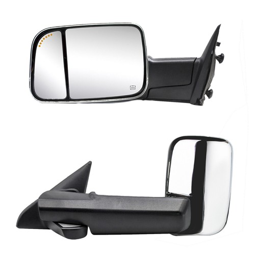 Pair Chrome Towing Mirrors For 1994-1997 Dodge Ram 1500 2500 3500 Power Glass - Foto 3