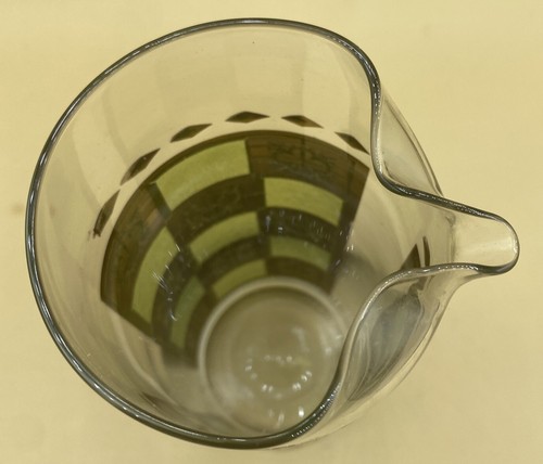 Jarra Martini gráfica verde y dorada a cuadros vintage mediados de siglo - Imagen 4 de 5