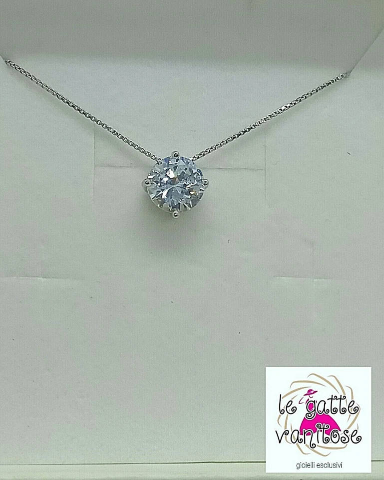 COLLANA DONNA CON PUNTO LUCE CON ZIRCONE IN ARGENTO COLLANA OMAGGIO - Immagine 2 di 3