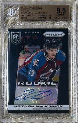 2013 PANINI BLACK PRIZM AUTO /25 NATHAN MACKINNON RC BGS 9.5 .5 FROM PRISTINE