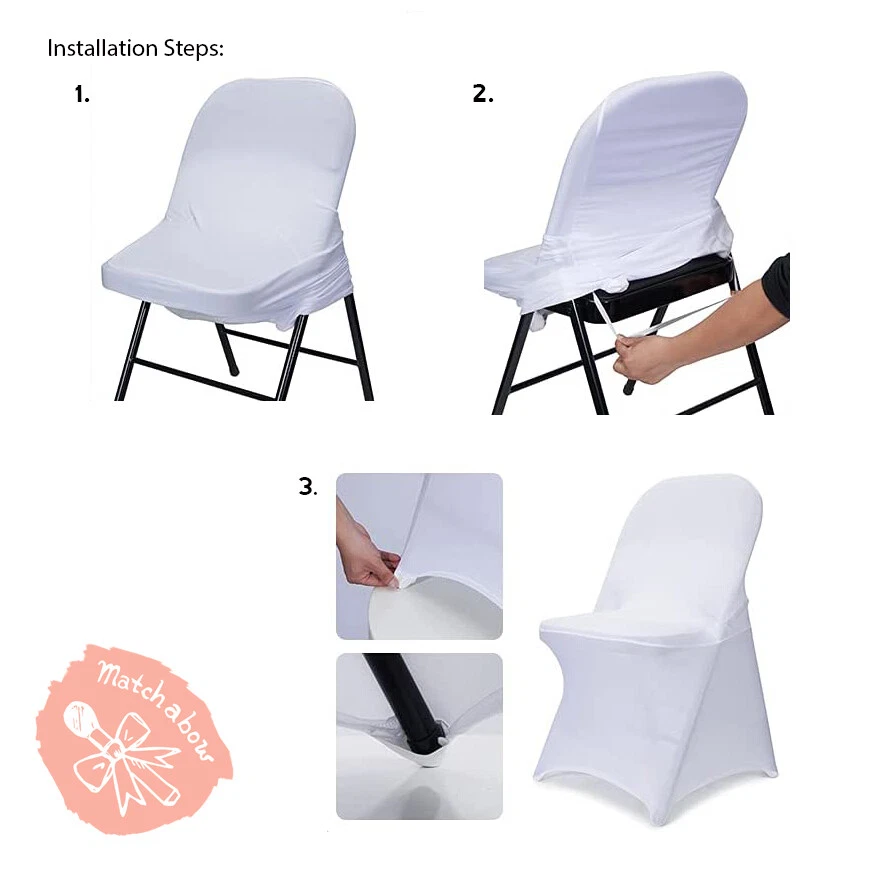 White Spandex Folding Chair Cover Wedding Party in 10/30/50/100 pcs - Image 2 of 3