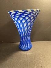 Cliff Goodman Signed 9" Tall Contemporary Art Blue Swirl Sparkle Stunning EUC