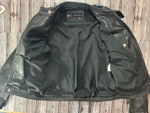 DSQUARED2 Kiodo pelle bovina calf Jacket color Black & white sz IT 48 - Picture 2 of 8