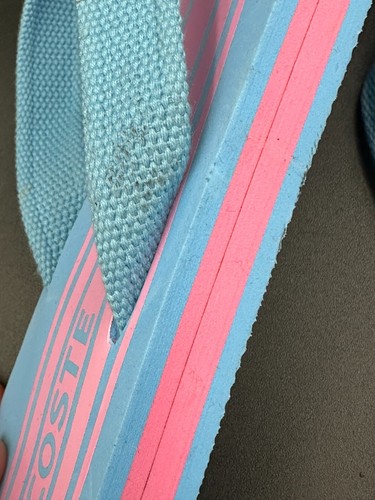 Vintage LACOSTE Womens Flip Flops Pink Blue Pastel 80's Look VERY Rare Size 8 - Picture 7 of 10