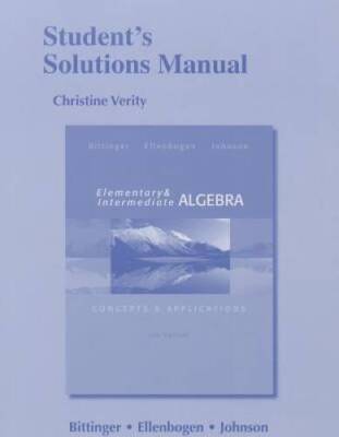 Student's Solutions Manual for Elementary and Intermediate Algebra: Conce - GOOD