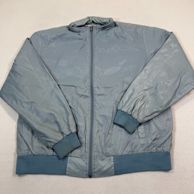 Vtg Izod Club Jacket Women XL Blue Full Zip 100% Nylon 90s