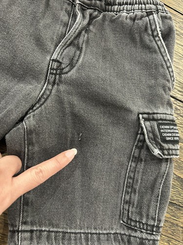 Zara Distressed Cargo Shorts Boys Size 6 Black - Picture 3 of 6