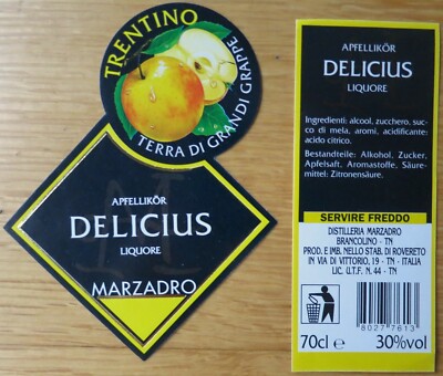 ITALY MARZADRO APPEL DELICIUS Rovereto wine labels liqueur wine labels
