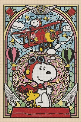 Snoopy Stained Glass Counted Cross Stitch CHART #10-80 | eBay
