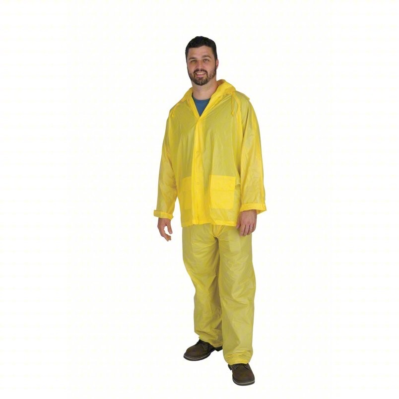 Condor 2Rb36 3-Piece Rainsuit With Detachable Hood, Pvc, 4 Mil Thick, Snap-On(G)