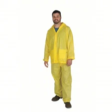 Condor 2Rb36 3-Piece Rainsuit With Detachable Hood, Pvc, 4 Mil Thick, Snap-On(G)