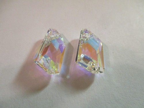 4 Swarovski De-Art Pendant Beads 18 mm Crystal AB Aurore Boreale Beads 6670 - Picture 3 of 8