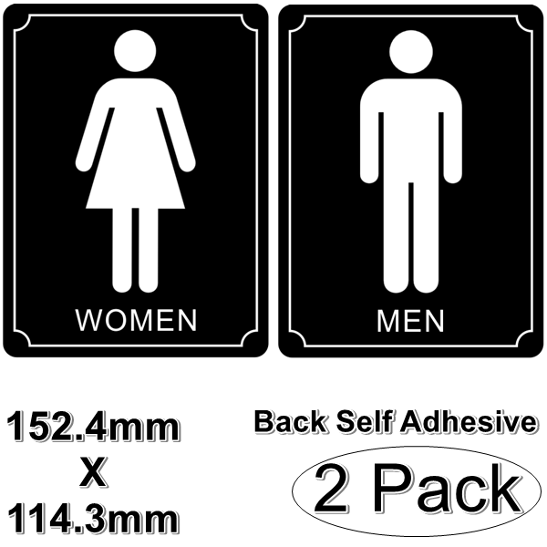 2 pc 6" X 4.5" Restroom Washroom MEN WOMEN Sign Back Self Adhesive