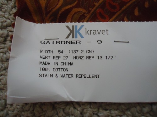 Designer Fabric Sample KRAVET Gairdner 25" SQ Floral Cotton VELVET Red K-9 - Picture 3 of 3