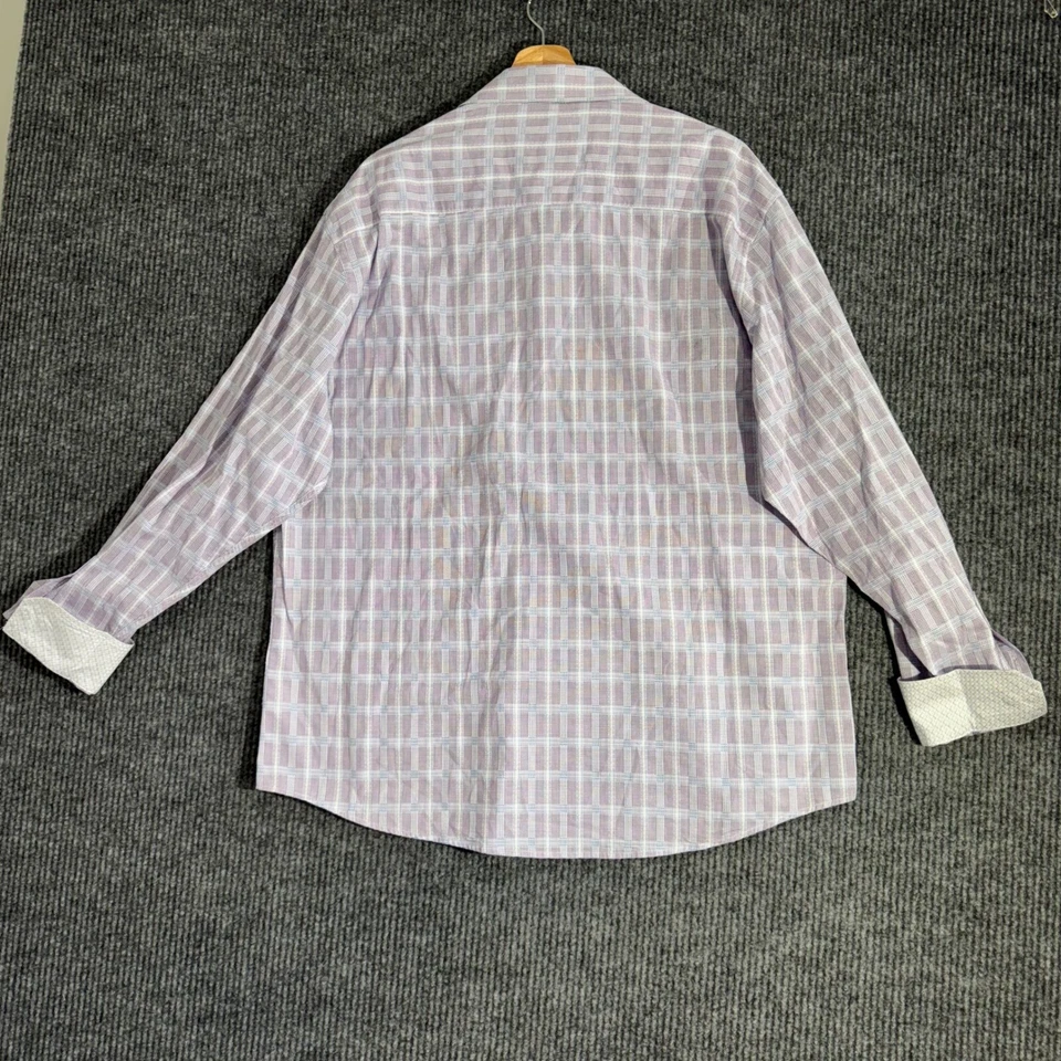 Camisa de Vestir Johnston & Murphy Ajuste A Medida XL Cuadros Manga Larga Iglesia Trabajo Foto 4 de 4