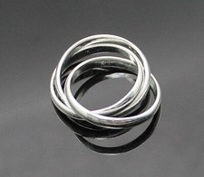 HIGHLY POLISHED " HOPE LOVE FAITH " INTERTWINED BAND STERLING SILVER RING SIZE 7