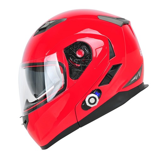 Casco modular de doble visera facial completa para motocicleta marciana con auriculares Bluetooth - Imagen 77 de 78